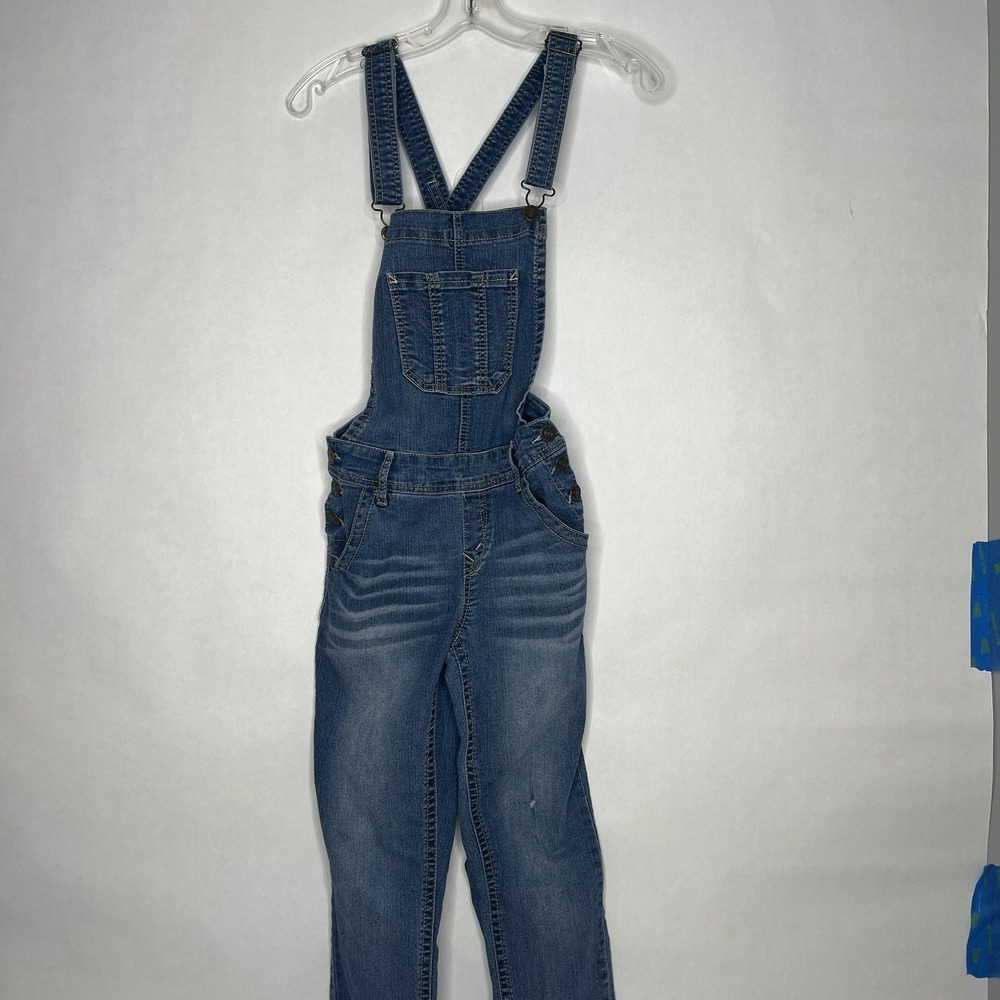 Wallflower Juniors Denim Blue Overalls Straight Leg Casual Relaxed Size Small